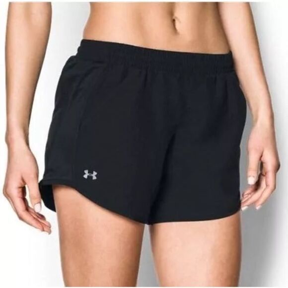 UNDER ARMOUR Women’s Black Fly By HeatGear Running Shorts Size Small - Picture 1 of 10